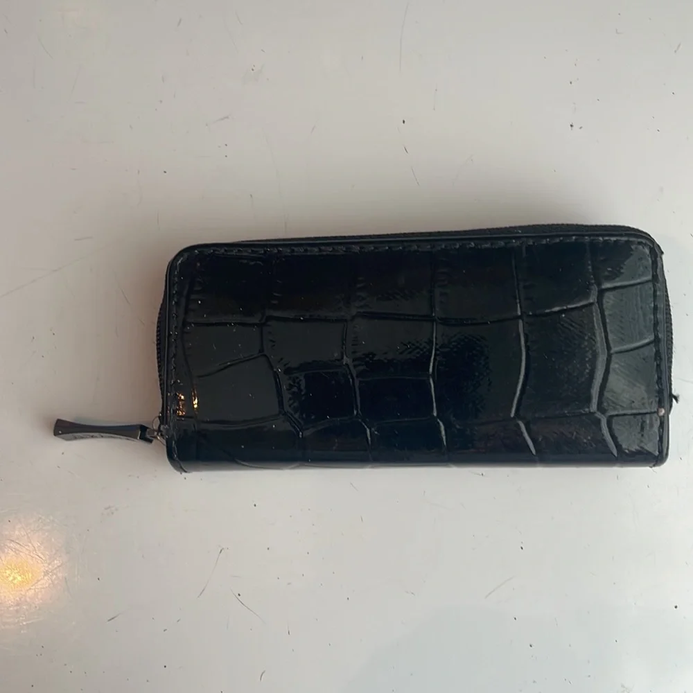 Mary Kay case black faux eel-skin Cosmetic bag make up zipper small for tweezers